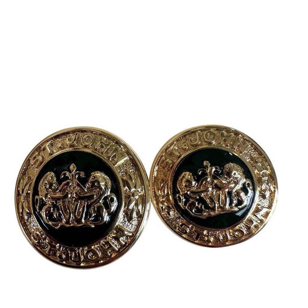 Vintage St. John Couture Lion Crest Clip-On Earrings